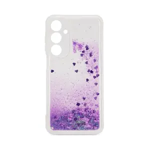 Силиконовый чехол iLike для Samsung Galaxy A15 — водяные блёстки, фиолетовый