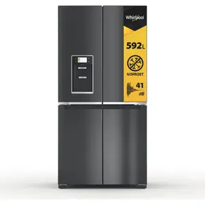 Whirlpool WQ9I FO2BX EF Freestanding Multi Door Black Refrigerator with 592 L Total Capacity, No Frost, and Energy Class E