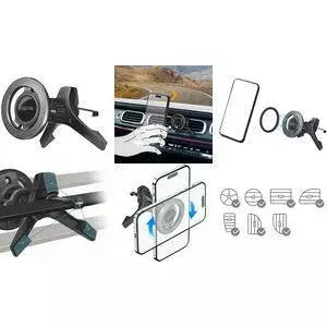 Auto turētājs LOGILINK magnētisks ventilācijas restes stiprinājums AA0167 — melns, priekš viedtālruņa