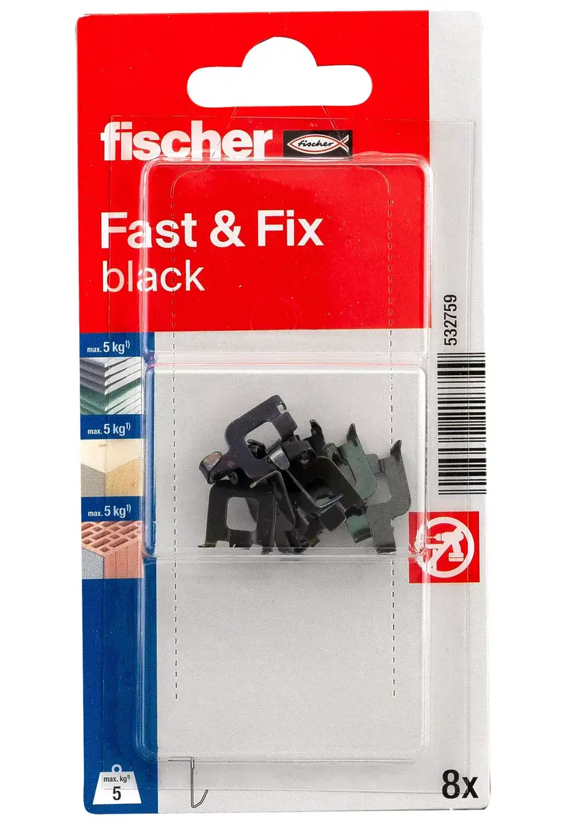 Sienas āķis Fischer Fast & Fix schwarz K NV Photo 2
