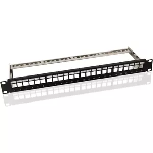 helos Modular Rack Keystone Patch Panel 19" 1U 24-Port, black