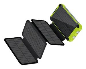 Powerbank RealPower PB-20000 Solar 20000 mAh with wireless charging, 1× USB-A, 2× USB-C, Black/Green
