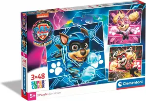 Puzle 3x48 gab. Clementoni Super Color Paw Patrol The Mighty Movie — trīs 48 detaļu puzles
