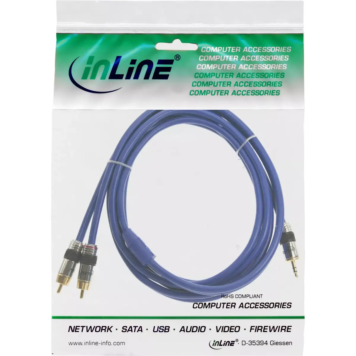 Audio kabelis InLine Premium 2x RCA male / 3.5mm male Photo 2