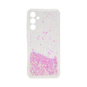 Силиконовый чехол iLike для Samsung Galaxy A55 с водяными блёстками, светло-розовый