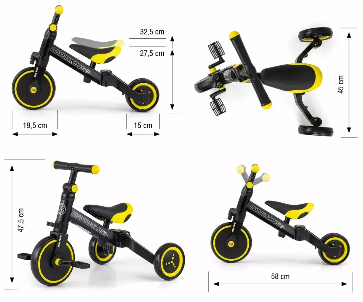 Bērnu velosipēds milly mally Bike 3in1 Optimus Black Photo 9