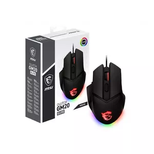 MSI CLUTCH GM20 ELITE Optical Gaming Mouse '6400 DPI Optical Sensor, 6 Programmable button, Dual-Zone RGB, Ergonomic design, OMRON Switch with 20+ Million Clicks, Weight Adjustable, Red LED'