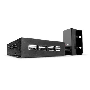 USB 2.0 Cat.6 pagarinātājs Lindy 50 m 4 porti, modelis 42681, 480 Mbit/s, 24 V/0.5 A, metāla korpuss, melns