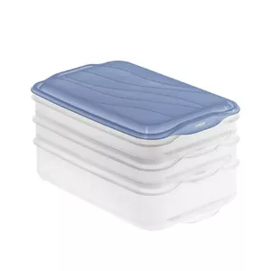 Food storage container set Rotho Rondo 2×0.75L + 1×1.35L transparent blue airtight stackable