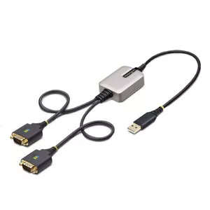 USB to Serial Adapter Cable StarTech.com 2ft 2-Port USB-A to DB9 RS232 FTDI ESD Protection