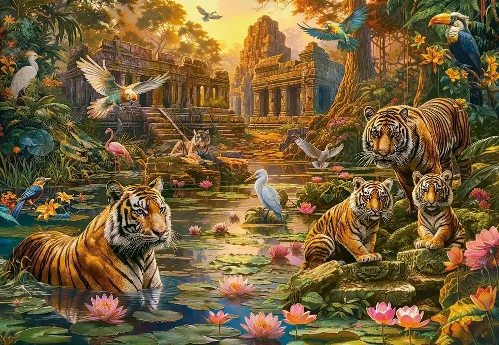 Puzle 1000 gab. Castor Tigers Paradise