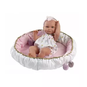 Lelle zīdainis Nica meitene ar spilvenu un mānekli (vinila ķermenis) 40 cm Spānija LL73806