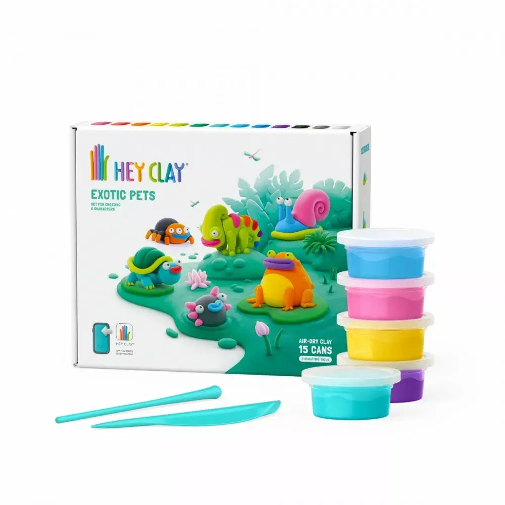 Plastic mass TMTOYS Hey Clay Exotic animals — 15 cans Photo 3