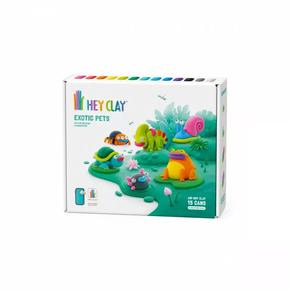 Plastic mass TMTOYS Hey Clay Exotic animals — 15 cans Photo 4
