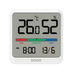 Iekštelpu temperatūras un mitruma sensors SAVIO CT-01/W, LCD displejs, -10–55°C, 10–99% RH