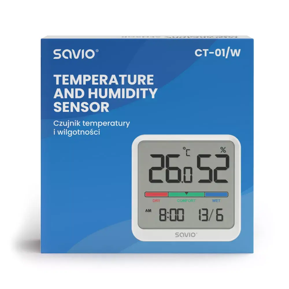 Iekštelpu sensors SAVIO CT-01/W — temperatūra un mitrums Photo 3