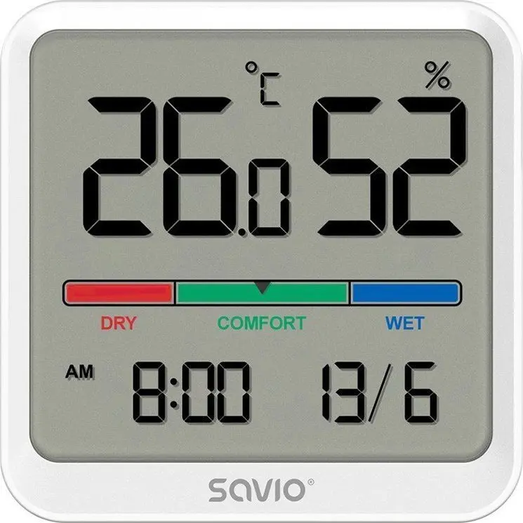 Iekštelpu temperatūras un mitruma sensors SAVIO