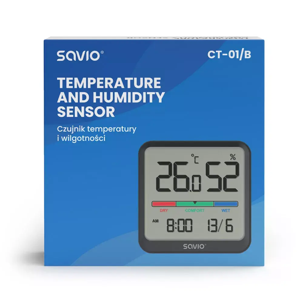 SAVIO CT-01/B iekštelpu temperatūras un mitruma sensors Photo 3