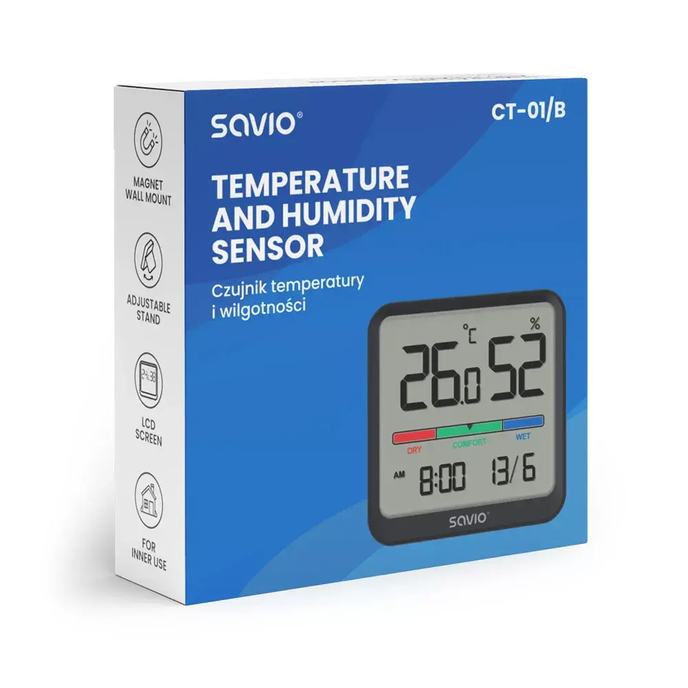 SAVIO CT-01/B iekštelpu temperatūras un mitruma sensors Photo 4