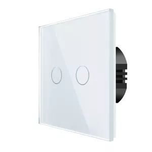 Smart wall switch Spring Two-gang One-way touch switch, glass white