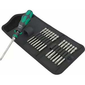 Ratchet screwdriver set Wera Kraftform Kompakt 838 RA‑R, 15 pcs, compact ratcheting handle with interchangeable bits