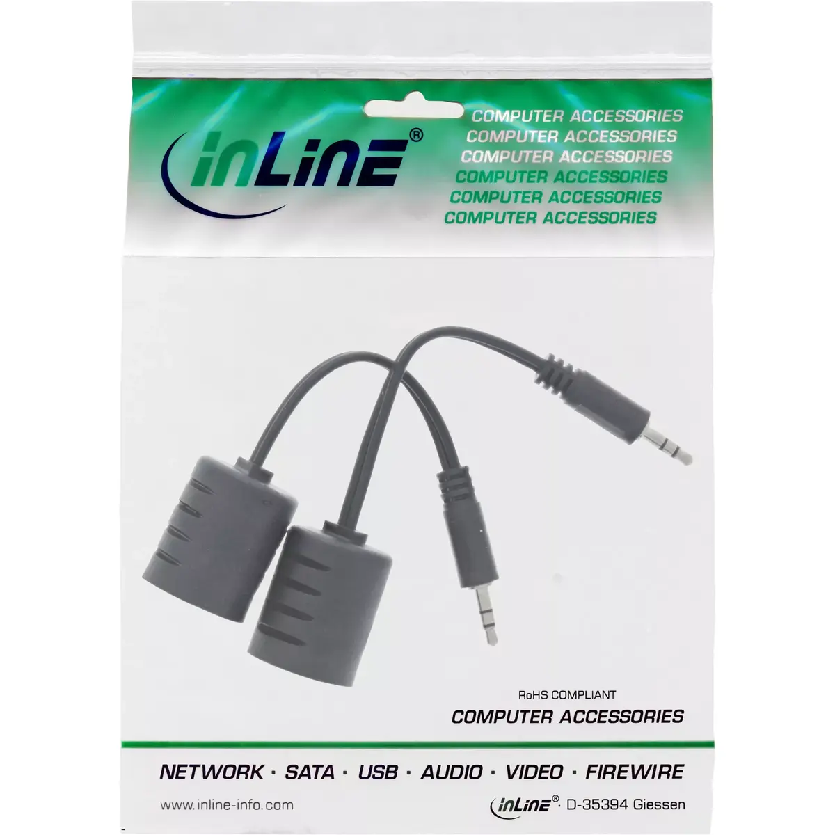 InLine 3.5mm Audio pār LAN Ethernet RJ45 kabelis Photo 3