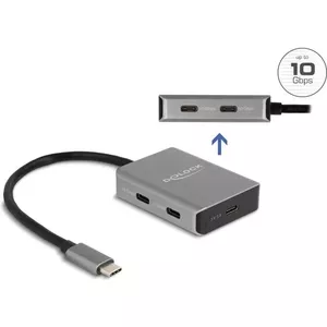 USB Type-C Hub DeLOCK 64249 10000 Mbit/s Черный Серый