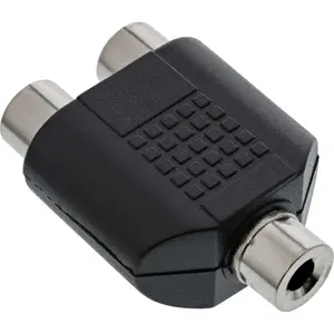 InLine Audio Adapter 99338 with 3.5mm Mono Jack Female to 2x RCA Female Connectors in Black