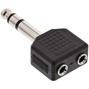 InLine Audio Adapter 99304 6.3mm Stereo Plug Male to 2x 3.5mm Stereo Jack Female Nickel Plated Contacts Black