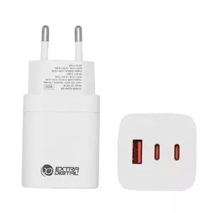 Зарядное устройство extra digital GaN 65 Вт с 2x USB Type-C и 1x USB Type-A, модель SC230303