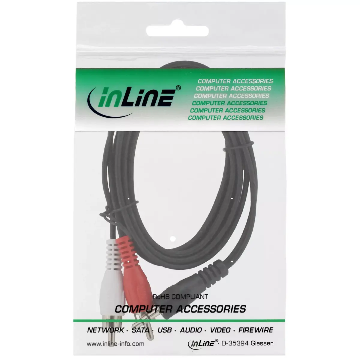 Аудиокабель InLine 2x RCA male / 3.5mm Stereo male Photo 2