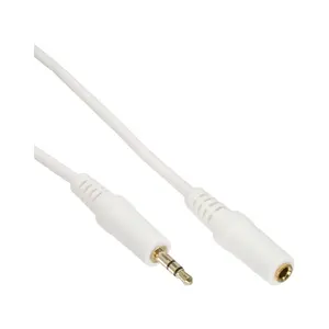InLine Audio Kabelis 3.5mm Vīrietis/Sieviete Stereo Zelta Pārklājums Baltā Krāsā 5m 99935W