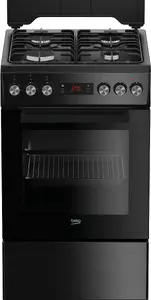 Brīvstāvoša plīts Beko FSE52321DBD Elektriskā Gāzes Melna 4 gatavošanas zonas 55 L cepeškrāsns ietilpība Energoefektivitātes klase A