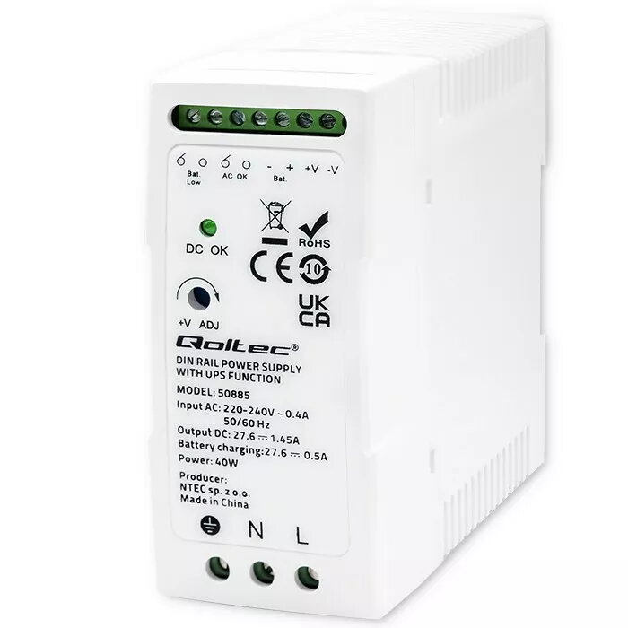 QOLTEC 50885 DIN sliedes barošanas avots