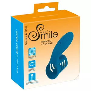 Vibrating Cock Ring Sweet Smile Sweet Smile — wide silicone ring Ø3.5 cm, stimulator 6.5×3.3 cm, rechargeable
