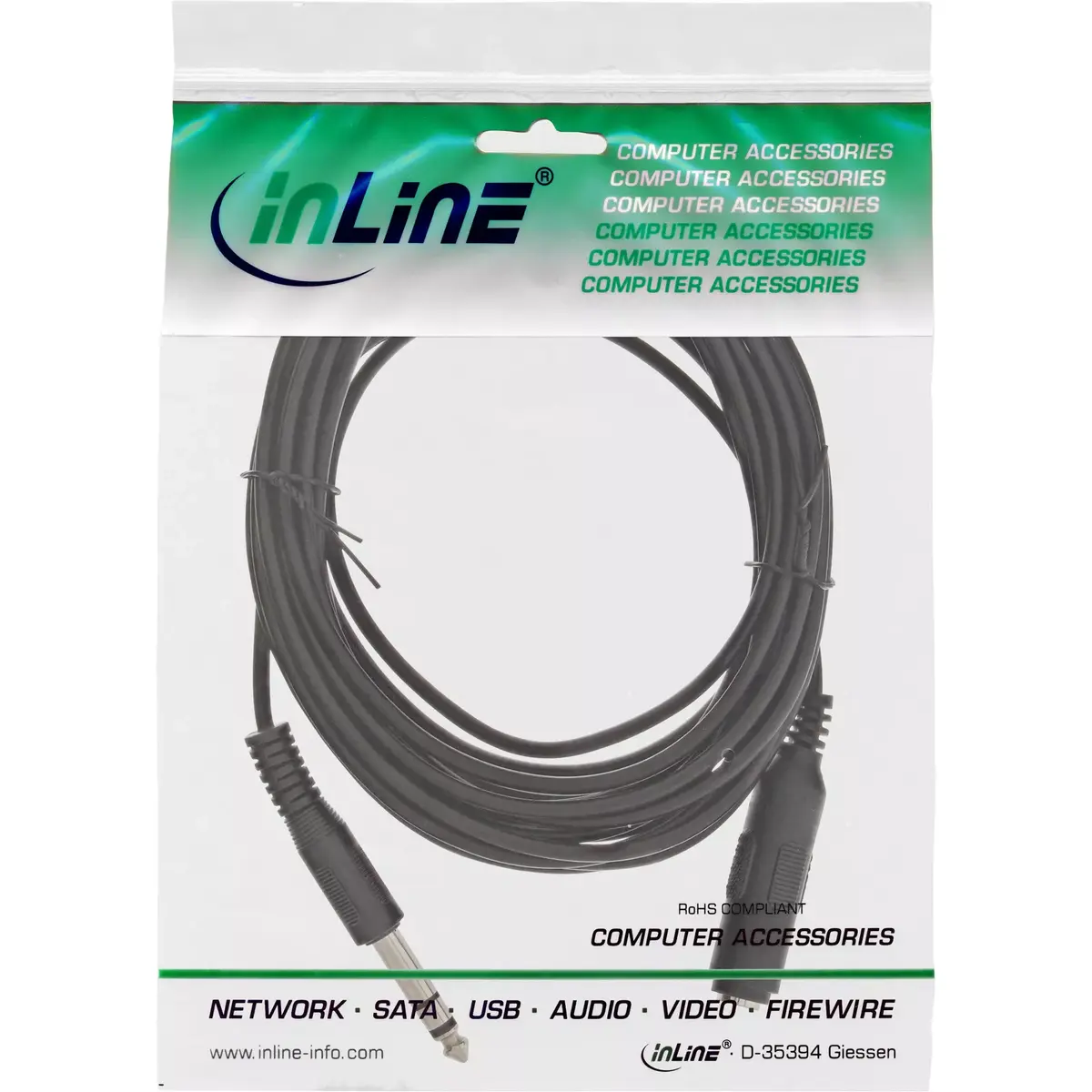 Jack pagarinājums 6.3mm stereo InLine 99935A Photo 2