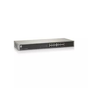 Nevadāms 16 portu gigabitu pārslēdzējs LevelOne GSW-1657 ar 16x 10/100/1000 RJ-45 portiem, 32 Gbit/s pārslēgšanas jauda, 8192 MAC