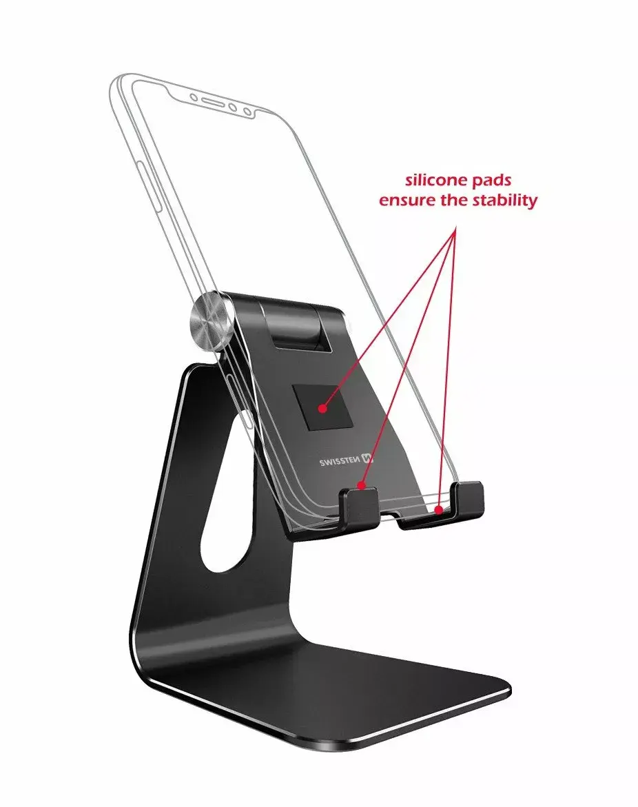 SWISSTEN 25007000 smartphone stand — adjustable aluminum Photo 3