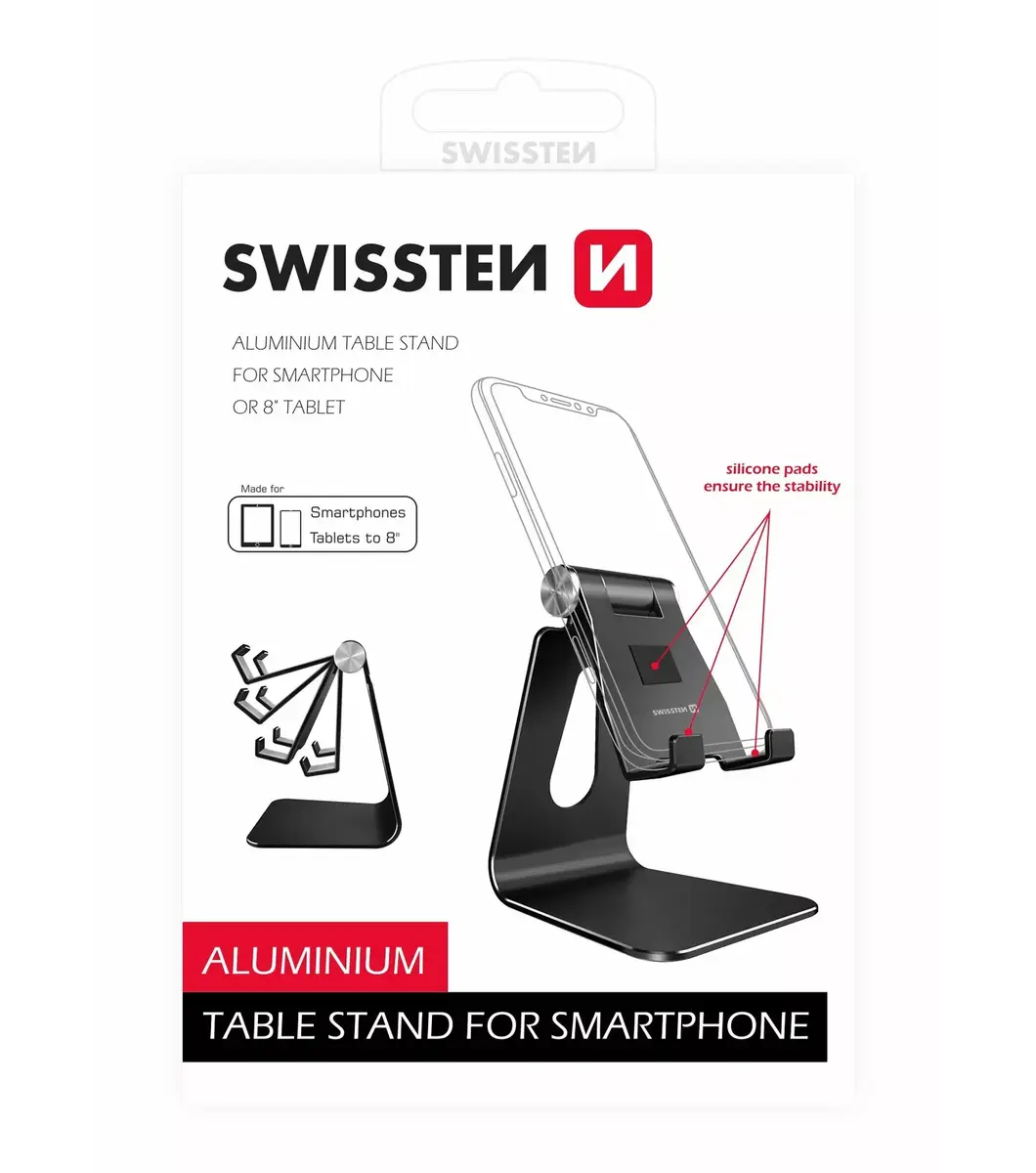SWISSTEN 25007000 smartphone stand — adjustable aluminum Photo 4