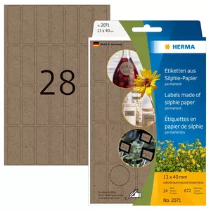 HERMA 2071 pašlīmējošā etiķete Noapaļots taisnstūris Pastāvīgs Brūns 672 pcs