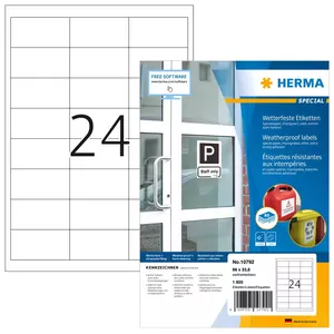 HERMA 10792 pašlīmējošā etiķete Taisnstūris Balts 1920 pcs
