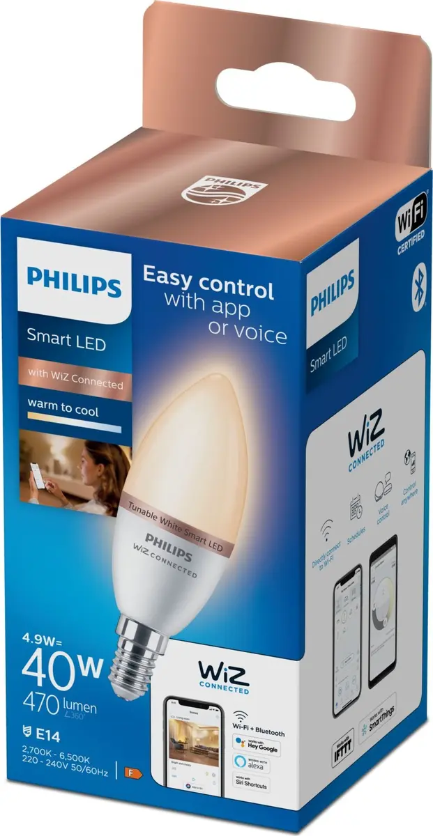 Philips WiZ C37 E14 Smart LED Candle Bulb Photo 2