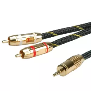 Audio Connection Cable 3.5mm Stereo - 2 x Cinch (RCA) Male - Male 2.5m ROLINE GOLD