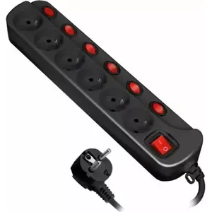 Сетевой удлинитель ORNO OR-AE-13162/B/1,5M — 6 розеток, кабель 1,5 м, черный