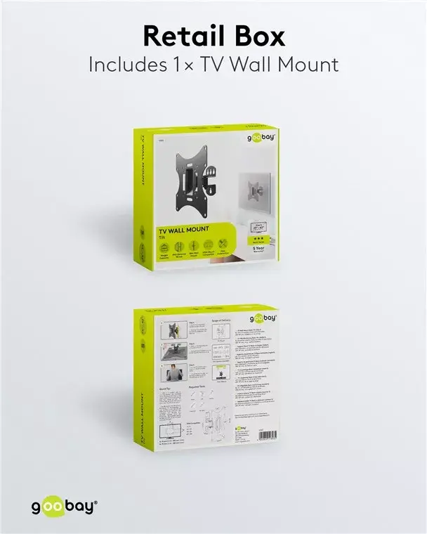 TV sienas stiprinājums Basic Tilt Goobay Izmērs S Photo 16