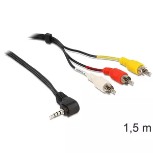 DeLOCK 84504 video kabeļu aksesuārs 1,5 m 3.5mm 3 x RCA Melns