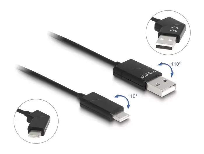 DeLOCK USB 2.0 kabelis Type-A uz Type-C 60W Photo 2