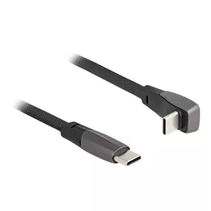 DeLOCK USB 2.0 Flat Ribbon Cable USB Type-C male to USB Type-C male angled PD 3.0 60 W 14 cm black