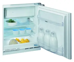 Built-in Whirlpool combi-fridge WBUF011 — 126 L (108 L fridge, 18 L freezer), E class, static cooling, reversible door