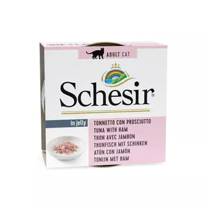 Влажный корм для кошек Agras Pet Foods Schesir Тунец с ветчиной 85 г — для взрослых, банка 85 г, 12% белка, 85% влаги